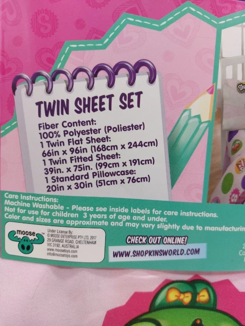 Shopkins Curtains & 3 Piece  Twin Sheet Set NWT
